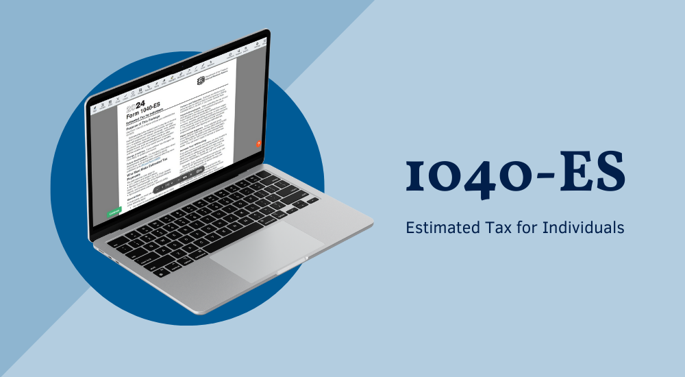 The 1040-ES online form on the laptop